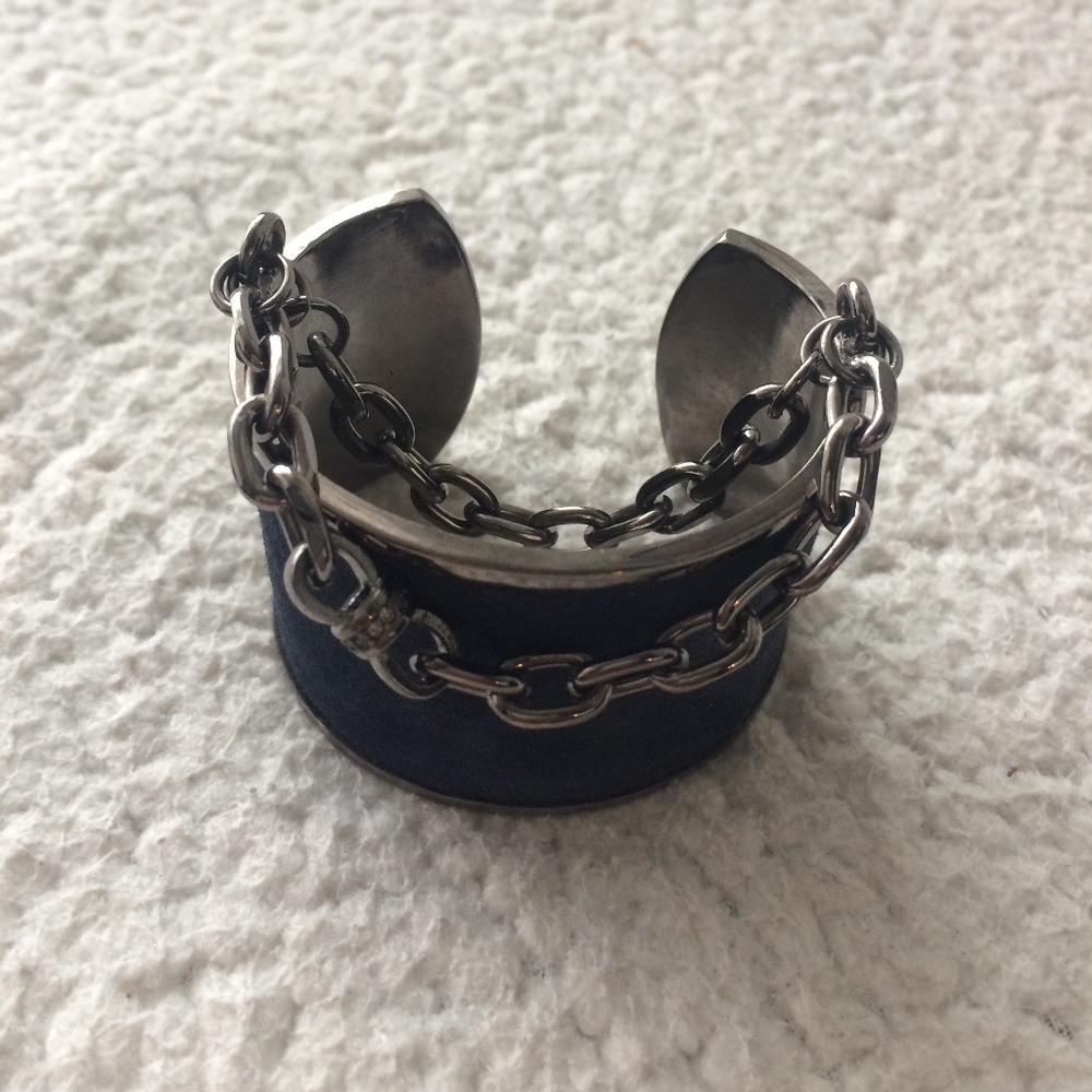 Paige Novick Blue Suede Chain Cuff